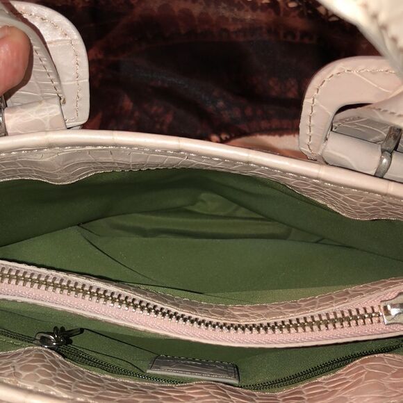 Cole Haan Mini Satchel Croc Print Embossed Leather Blush Pink Nude - Picture 11 of 16